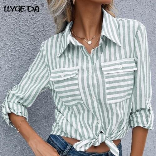 Женские рубашки в полоску LLYGE China At AliExpress