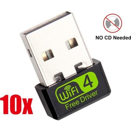 10PCS Mini WiFi Adapter 150Mbps USB Free Driver Wi-Fi Dongle Network Card Ethernet Wireless Signal Receiver for PC Laptop