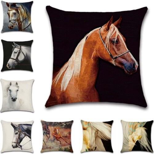 Animals horse oil painting style Cushion Cover decorative Home sofa chair car seat friend bedroom office kids gift pillowcase