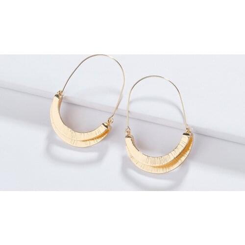 ZWPON 2018 New Gold Geometric U Shape Semicircle Hoop Earrings for Women Statement Earrings Jewelry Wholesale