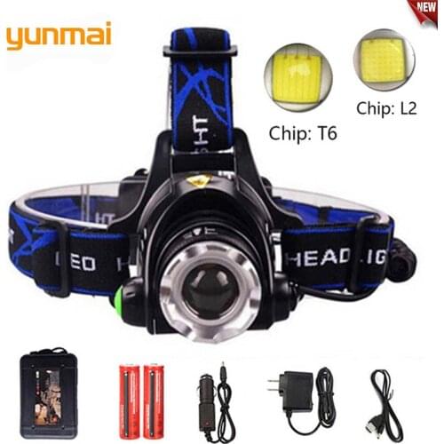 NEW Super bright 6000 lumens led headlamp xml t6 xm-l2 Headlight Lantern 4 mode waterproof torch head 18650 Rechargeable Battery
