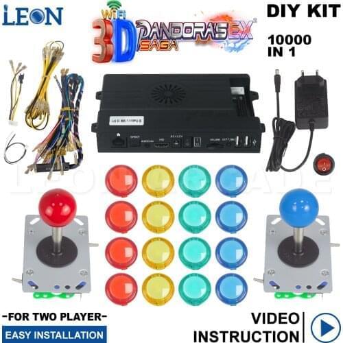 Pandora Box Saga 3d 128g kit Arcade Joystick Zippy Transparent Illuminated Led Arcade Button player pandora box 3d wifi 8000