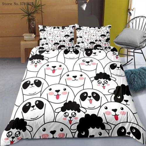 Dog Cat Rabbit Bedding Set 2/3 Pieces Cartoon Animal Duvet Cover For Bedroom Bed Quilt Cover Single Twin Double Bed Cover Set
