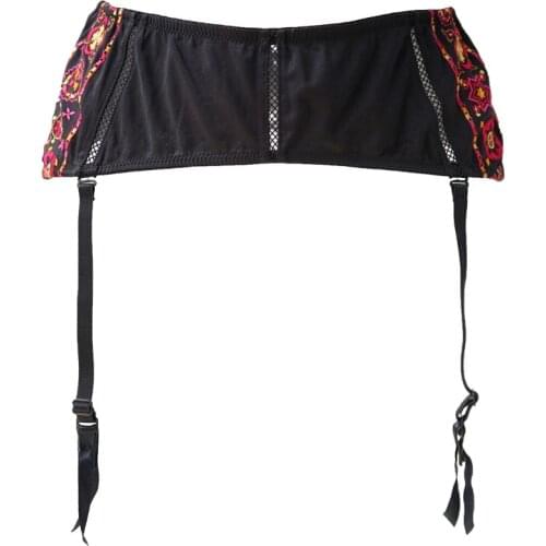 Embroidery Flower Folk Removable Straps Metal Buckles Women/female Sexy Garter Belts for Stockings Bandage Suspender Belt GA1040