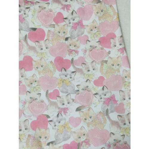 Fluffy Kitten Love Heart Honey Cute Cat Fur Bowknot Plain 100% Cotton Fabric DIY sewing Tissue Telas Patchwork Textile Tilda