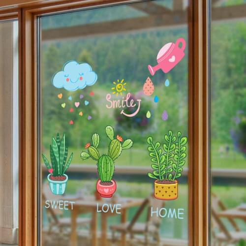 [shijuekongjian] Potted Plant Wall Sticker DIY Flowers Mural Decals for Kids Bedroom Living Room Children Nursery Decoration