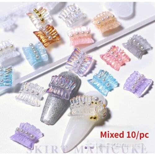 Special Offer 9*7.5mm 10 Mixed Small Pearl Aurora Skirt Accessories Lace Style Nail Art Accessories Decorative Nail Accessories