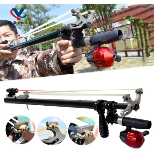 Telescopic Fishing Slingshot Black Straight Rod High Power Precision Laser Catapult Outdoor Hunting Shooting Fish Accessories