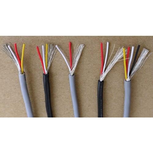 UL2547 26AWG Signal Shielded Wire 2,3,4 Cores PVC Insulated Tinned Copper Audio Line Headphone DTY Control Cable Cord Black Grey