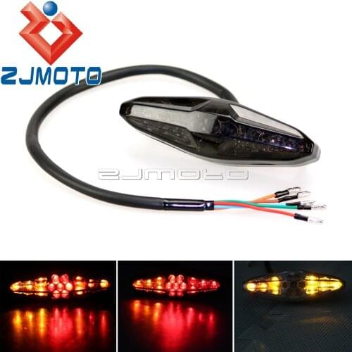 Universal Motorcycle Smoke LED Taillight Brake Tail Light w/ Turn Signals Stop Lamp For Yamaha Honda Kawasaki Suzuki