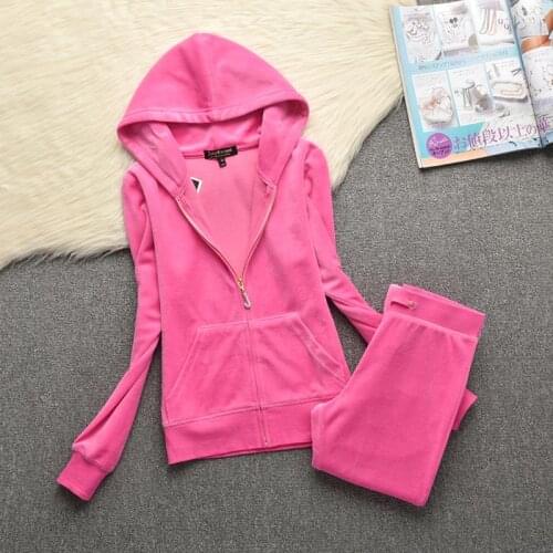 Spring 2021 WomenS Brand Velvet Fabric Tracksuits Velour Suit Women Track Suit Hoodies And Flare Pants plus size women clothing