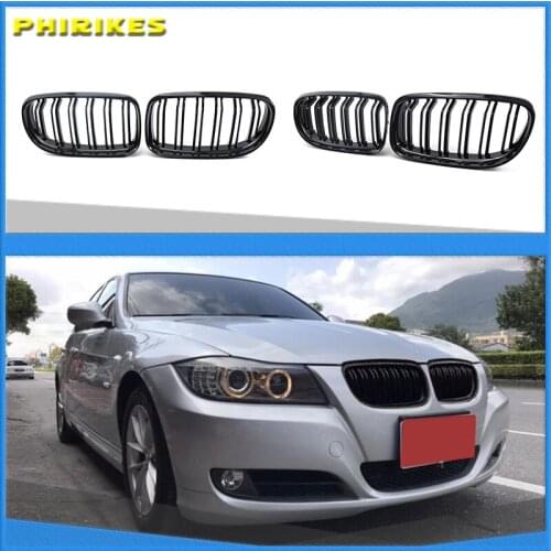 1 Pair Gloss/Matte Black M-Color Kidney Front Grille Auto Racing Grille for BMW E90 E91 LCI 325i 328i 335i 2009 2010 2011