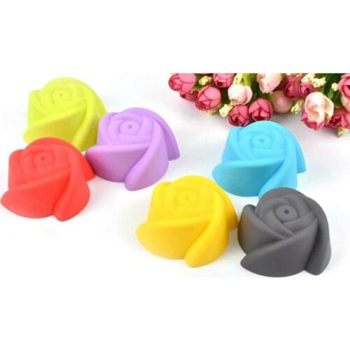 1pc Food Grade Silicone Rose Shape Cake Mould Realistic Pudding Mold Cupcake Baking Mold DIY Baking Tools Random Color