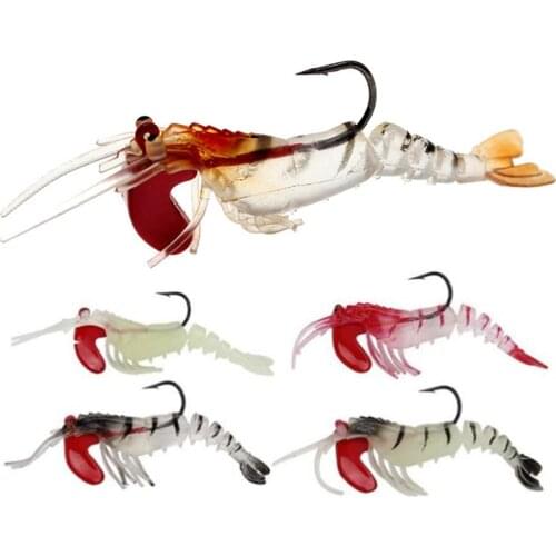 1PCS High Quality 5 Joint 8cm Soft Luminous Shrimp Squid Night Fishing Squid Jigs Lure Bass Simulation Soft Bait Fish Tackle