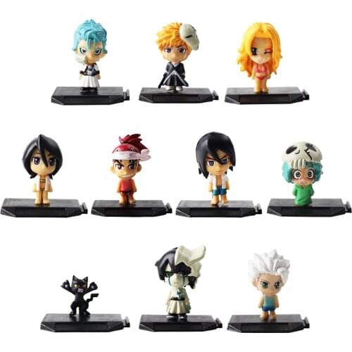 10pcs/Lot Anime Bleach Figures Kurosaki Ichigo Kuchiki Rukia Inoue Orihime Toushirou Abarai Renji Model Toys