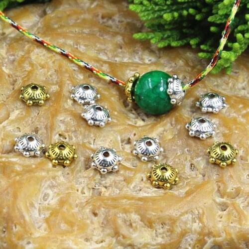 100pcs/lot Pretty Handmade 6mm Gold/Silver Color Bead Caps Women Bracelet Metal Beads End Cap Spacer DIY Retro Jewelry Findings