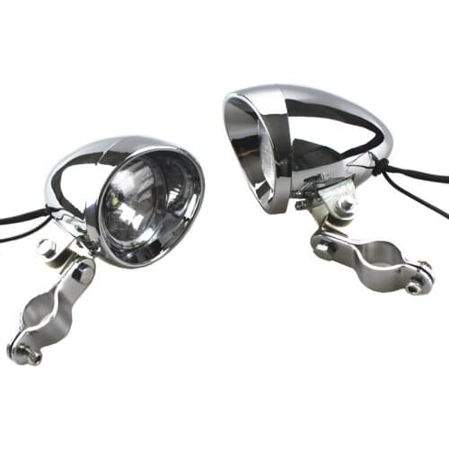 12v Motorcycle Chrome LED Fog Light Passing Spot Lamp With Guard Bar Tube Mount Bracket For Harley Honda Yamaha Suzuki Kawasaki