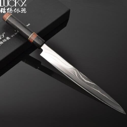 24 27cm Sushi Kitchen Knife Japanese VG10 Damascus Steel Filleting Sashimi Knives with Ebony Handle Knife Scabbard 13.1.2W