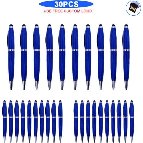 30pcs/lot 5 Colors Ballpoint Pen Shape USB Flash Drive 4GB 8GB 16GB 32GB 64GB Usb Disk USB2.0 Pen Drive Memory Stick Custom Logo