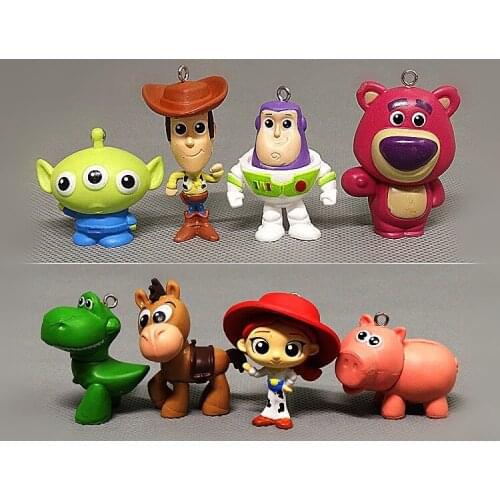 4 Pcs/set Cartoon Toy Story Q Version Woody Model Figure Toy Dolls Children Toy Figure Office Decorations Cute Strawberry Bear