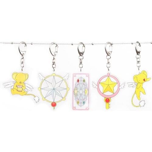 5pcs/lot Anime Cardcaptor Sakura Acrylic Pendant Key chain Bag Pendant Toy Gift