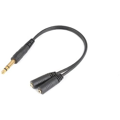 6.35mm Male to Dual 3.5mm Female 3 Pole TRS 1/4" to 1/8" Audio Adapter Convertor Y Splitter Cable