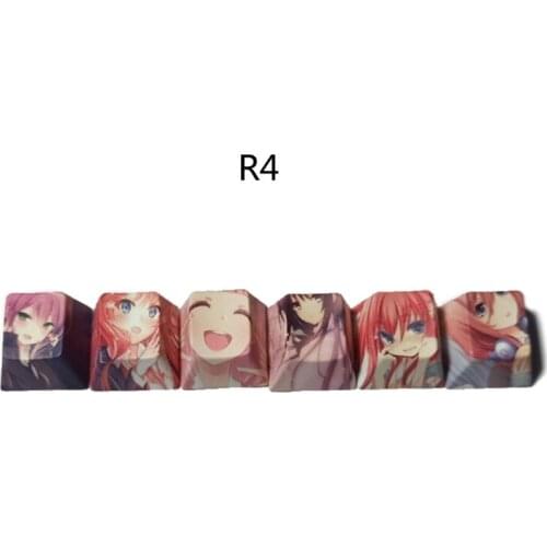 6Pcs Cartoon Anime Girl PBT Dye Sublimation Keycap Mechanics Keyboard Keycap OEM K92F