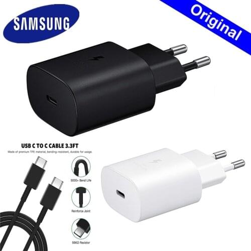 EP-TA800 Samsung Note 10 Pro Type C Charger Adapter USB 3.0 TYPE C Fast Charger 1M Cable For Galaxy S20 Ultra S20 S8 S9 S10 Plus
