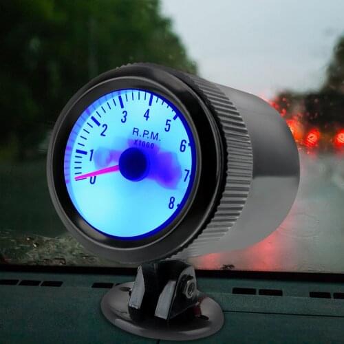 Car Gauge 12V Tachometer for Blue Color Digital LED Car Meter Auto Gauge 0 - 8000 RPM Car Tach Gauge Meter Toerenteller