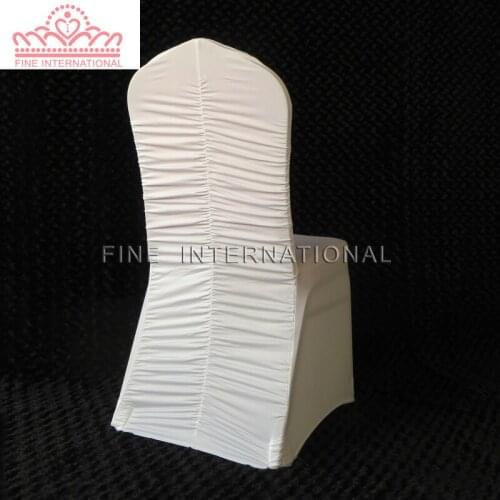 White Pleated Spandex Chair Cover/Ruffled Spandex Lycra Chair Cover