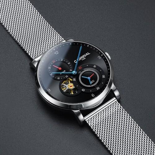New Carnival Mens Watches Luxury Brand Automatic Mechanical Watch Male Waterproof Double Hollow out Clock Sapphire C8026G-3