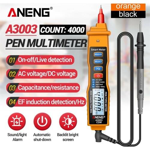 1Set Digital Multimeter Pen Type Auto Digital Voltage Tester 4000 Counts Non-Contact Voltmeter Auto-Ranging Fast Measure Ammeter