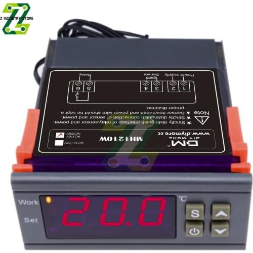 MH1210W AC 110-220V DC 9-72V Digital Thermostat Temperature Controller Regulator NTC Sensor Heating Cooling Control