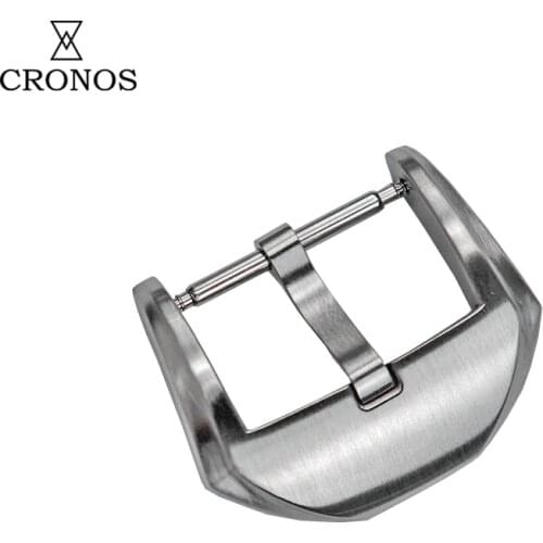 Cronos Watch Parts Stainless Steel Buckle for Straps Tongue buckle Fully Brushed 20 mm 3.0 with Spring Bars