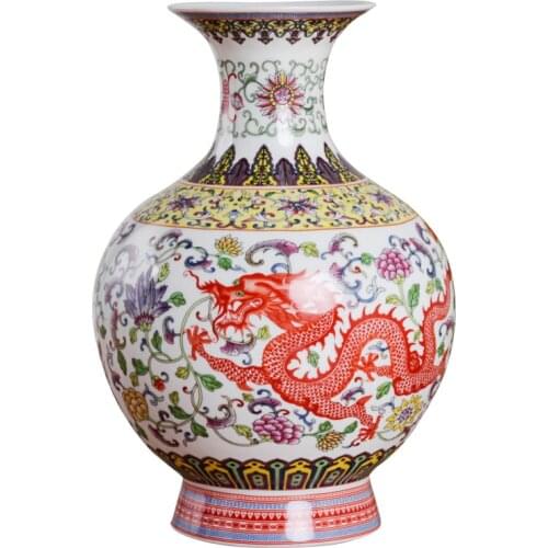Jingdezhen Enamel Dragon And Pheonix Ceranic Vase Ancient Ming and Qing Porcelain