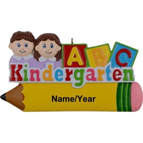 Kindergarten Resin Hanging Personalized Christmas Tree Ornaments With Pencil Alphabet For Holiday New Year Kids Children Gifts