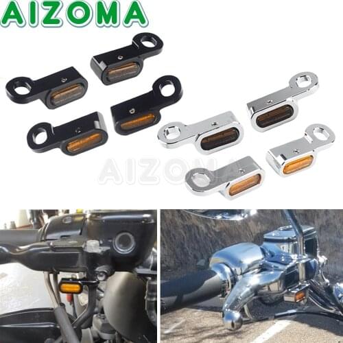 For Harley Softail Electra Glide Road King Moto Indicators LED Turn Signal Light Handlebar Amber Lamp Blinker E4 FLHT FLRT FLTR
