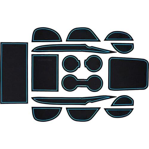 For Toyota Prius and Prius Prime 2016-2018 Custom Fit Cup Holder, Door, and Center Console Liner Accessories 16-Pc Set (Blue Tri