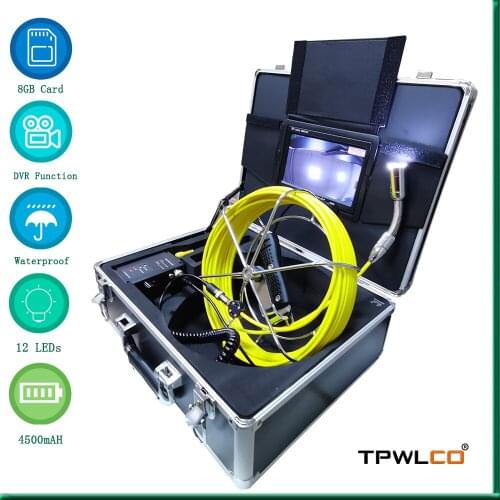 7'' Screen 23mm Endoscope Camera for Clean Pipe Sewer Duct Inspection with 4500mAh Battery Box/20-50m Cable