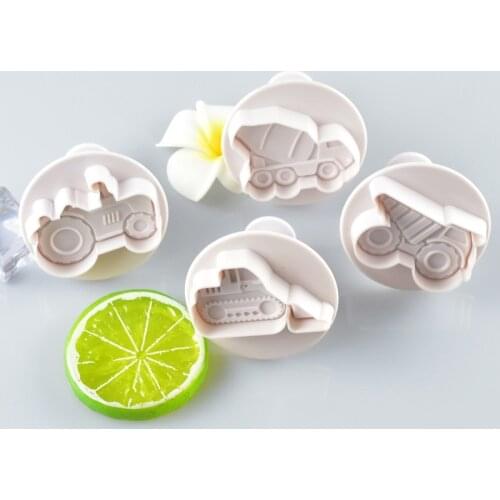 Cookie Cutter Engineering Vehicle Construction Truck Shape Spring Cookie Stamp Fondant Mold Cake Decoration Tool Biscuit Mould