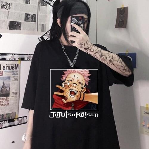 Japanese Anime Jujutsu Kaisen Cool Itadori Yuji Ryomen Sukuna T-shirt Men/Women White T-shirt Casual Streetwear