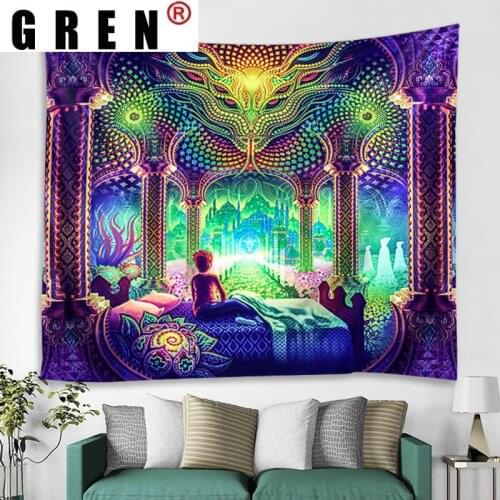 GREN Tapestry Cartoon Dragon Palace Poster Wall Hanging Wall Covering Rugs Background Cloth Beach Mat Blanket Art Home Decor