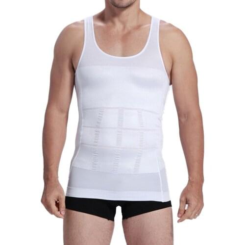 Comfort Men Body Shaper Slimming Vest Chest And Abdomen Tight Waist Breathable Underwear Black White Plus Size S-3XL