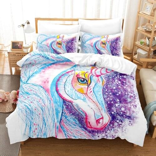 3D Print Robot Unicorn Bedding Set for King Size Bed Linen Bedclothes Bed Set 200*200 Bedding Sets Double duvet cover set