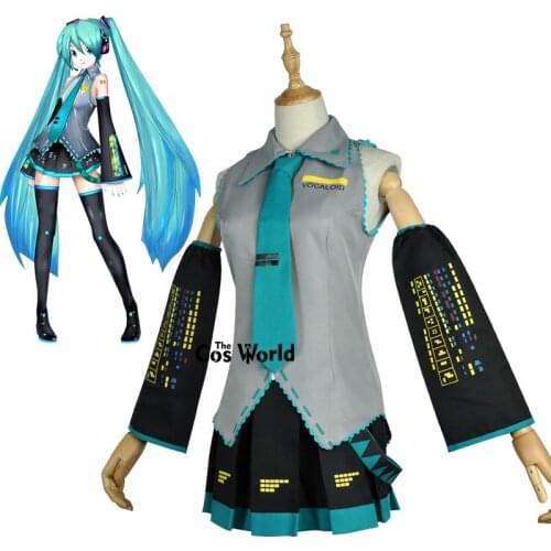 Vocaloid Miku Tops Skirt Uniform Outfit Anime Customize Cosplay Costumes