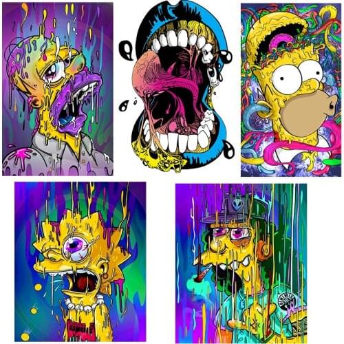 Colorful watercolor graffiti popular cartoon image T-shirt family parent-child clothing heat transfer patch sticker for children