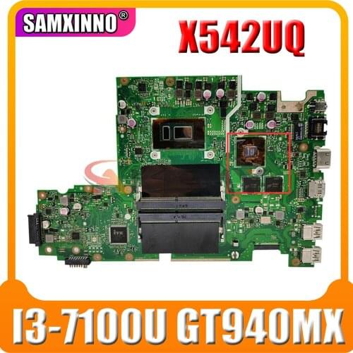 X542UF Motherboard For ASUS X542UR X542UQ X542UN A580U Laptop Motherboard notebook I3-7100U CPU GT940MX-2G original Test