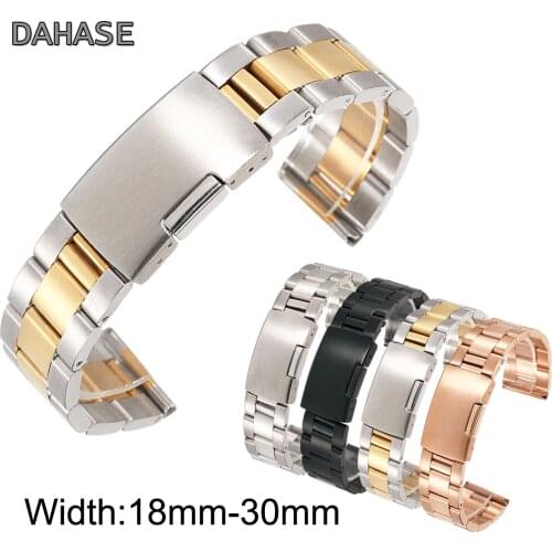 30mm 28mm 26mm 24mm 22mm 20mm 18mm Stainless Steel Watch Band Solid Classic Metal Wristband for Smart Watch Strap Men Women