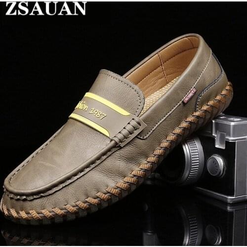 ZSAUAN Handmade Casual Men Shoes Breathable Male Loafers Daily Men Flats Spring Summer Slip-on Mens Moccasins Big Size