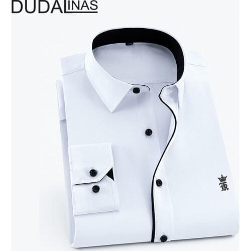 Dudalinas Sergio K Camisa Social Masculino Twill Dress Men Slim Fit Casual Shirts Long Sleeve Business Male Chemise